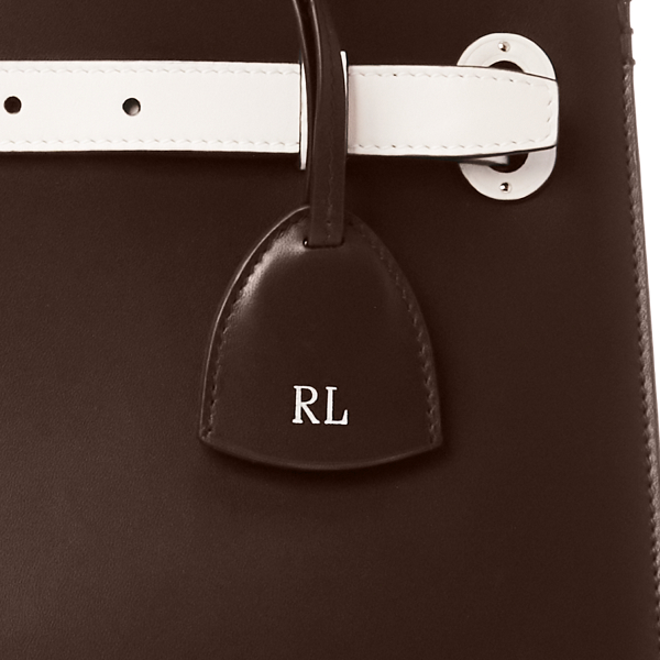 Chocolate/Lux Cream RL50 Calfskin Medium Bag Ralph Lauren Collection 6