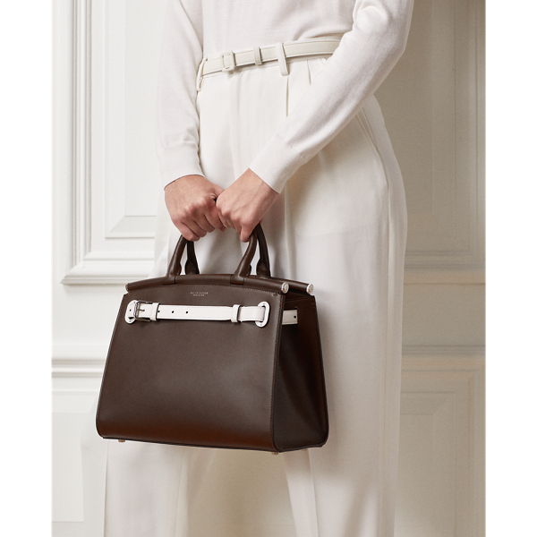Chocolate/Lux Cream RL50 Calfskin Medium Bag Ralph Lauren Collection 7