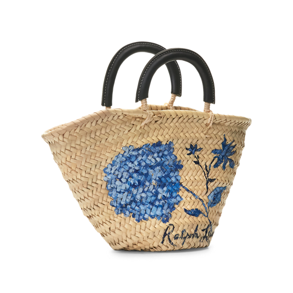 Natural Hand-Painted Palm-Leaf Mini Tote Bag Ralph Lauren Collection 3