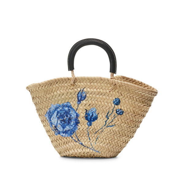 Natural Hand-Painted Palm-Leaf Mini Tote Bag Ralph Lauren Collection 4