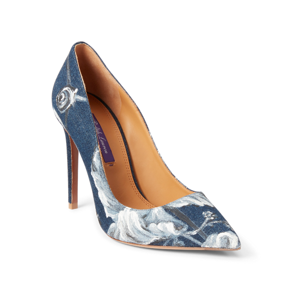 Gebl&uuml;mte Denim-Pumps Celia Ralph Lauren Collection in Foral-Waschung 2