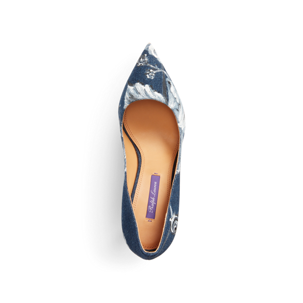 Gebl&uuml;mte Denim-Pumps Celia Ralph Lauren Collection in Foral-Waschung 4