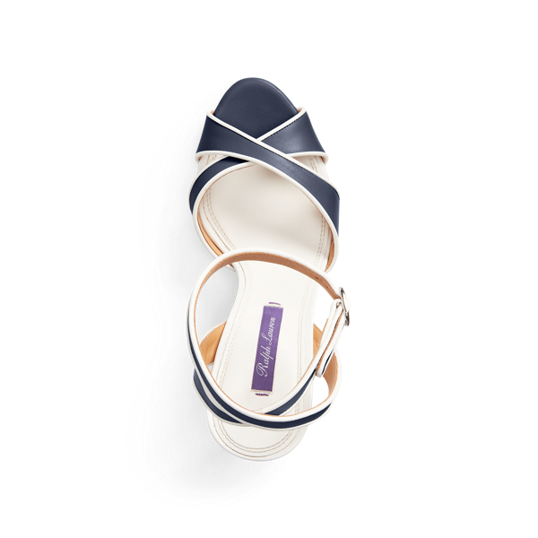 Marine Navy/Lux Cream Deana Calfskin Sandal Ralph Lauren Collection 4