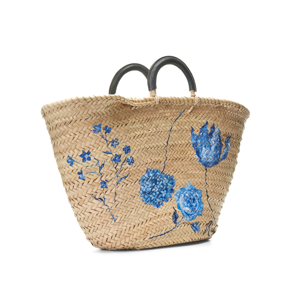 Natural Hand-Painted Palm-Leaf Tote Bag Ralph Lauren Collection 3