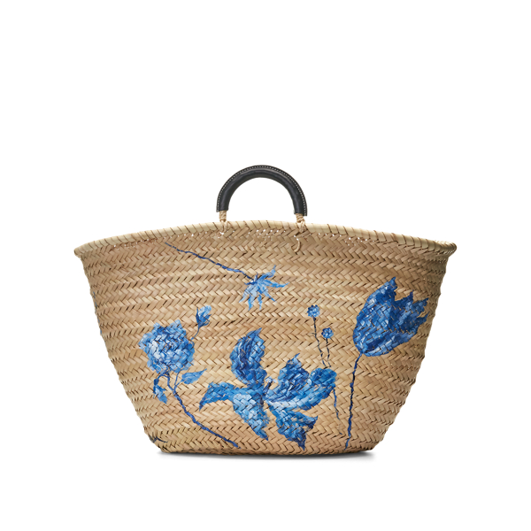Natural Hand-Painted Palm-Leaf Tote Bag Ralph Lauren Collection 4