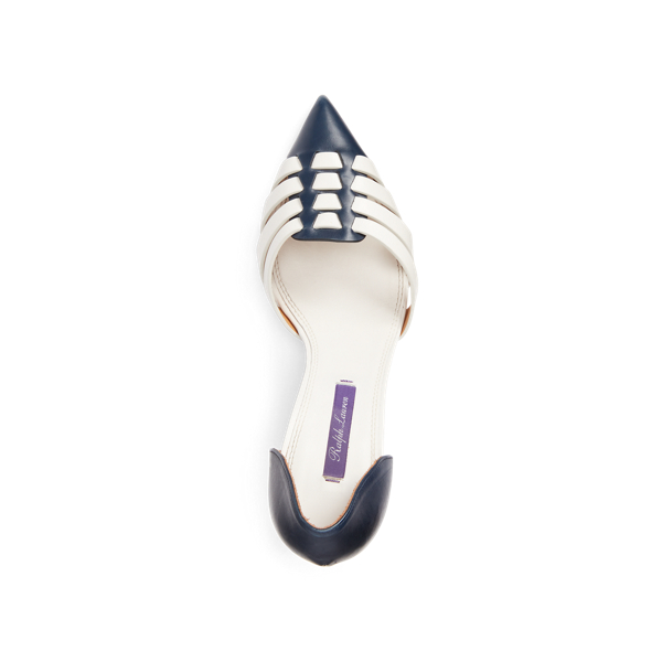 Clara Calfskin Pump Ralph Lauren Collection em Marine Navy/Lux Cream 4