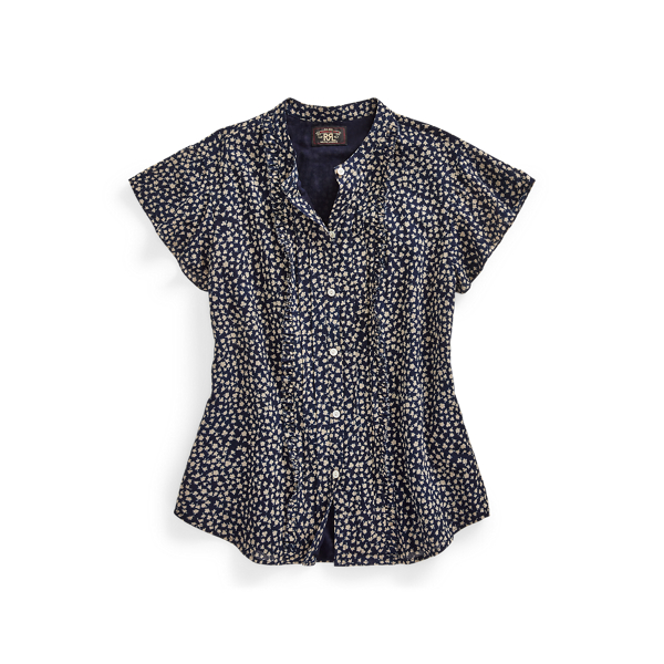Chemisier en coton froiss&eacute; fleuri RRL en 1