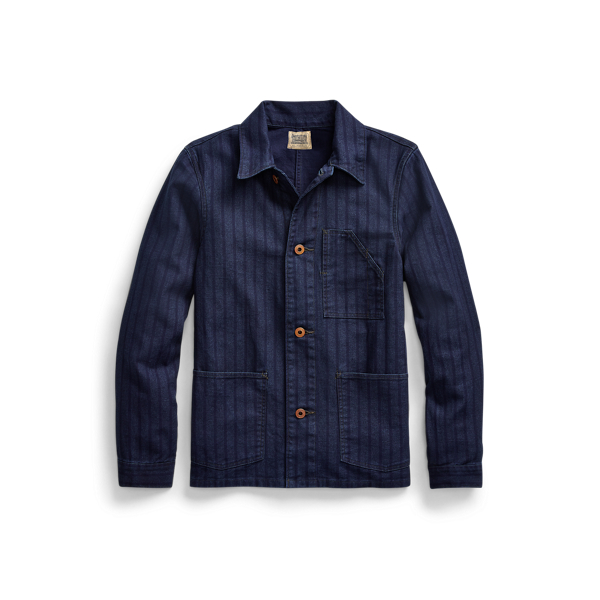 Indigo Striped Twill Chore Jacket