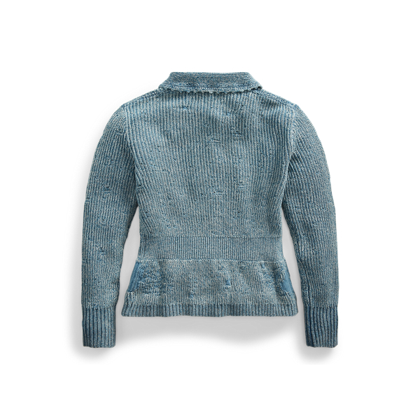 Indigo Repaired Indigo Cotton-Linen Cardigan RRL 2