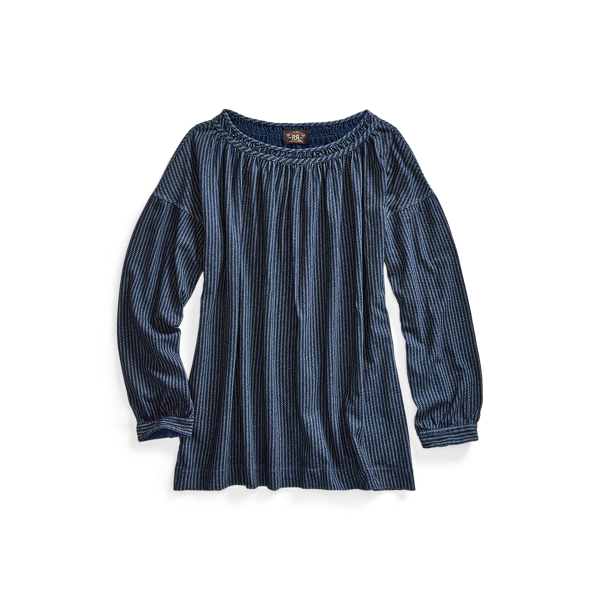 Indigo Cotton-Linen Jersey Blouse RRL 1