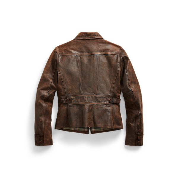 Dark Brown over Tan Fitted Leather Field Jacket RRL 2