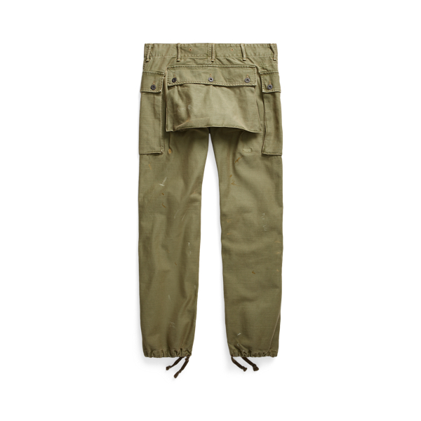 Olive Repaired Paint Distressed Satin Cargo Pant RRL 2