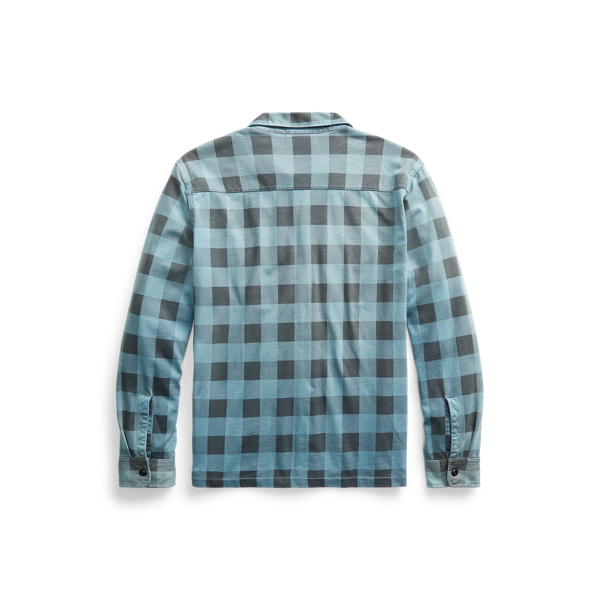 Blue Black Plaid-Print Jersey Workshirt RRL 2