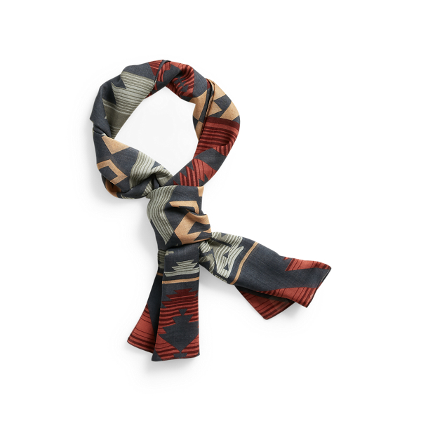 Navy Multi Wool-Silk Voile Scarf RRL 2
