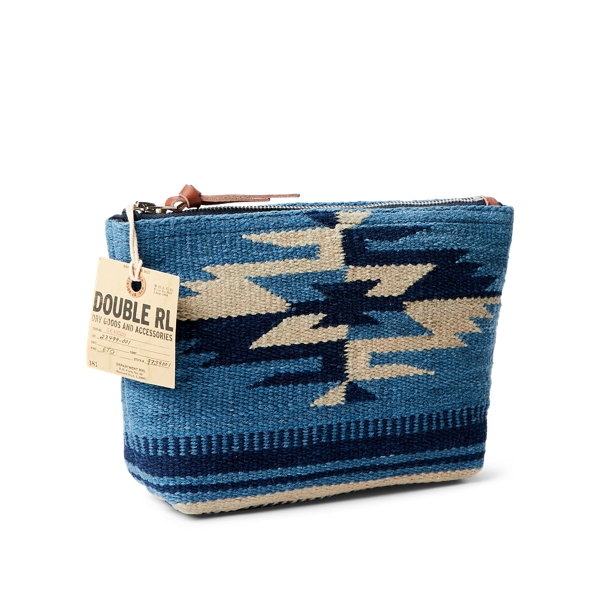 Navy Multi Handwoven Indigo Jacquard Pouch RRL 2