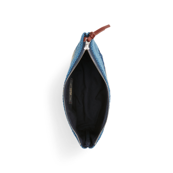 Navy Multi Handwoven Indigo Jacquard Pouch RRL 4