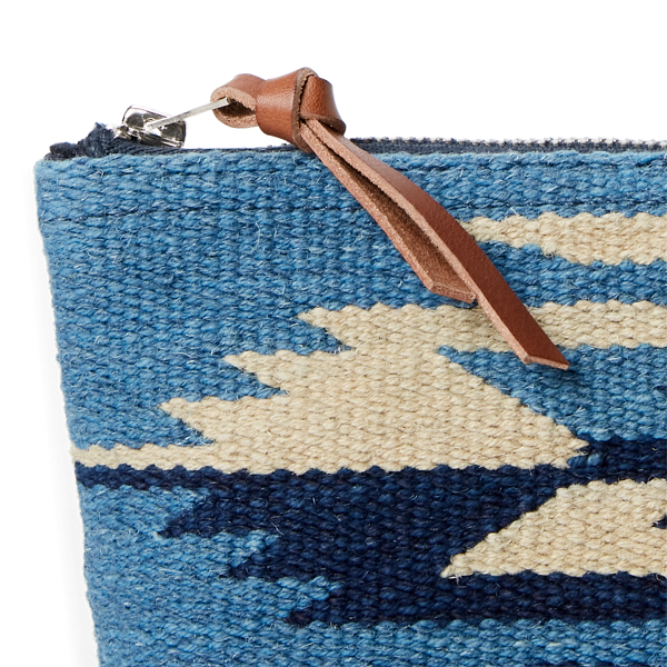 Navy Multi Handwoven Indigo Jacquard Pouch RRL 5