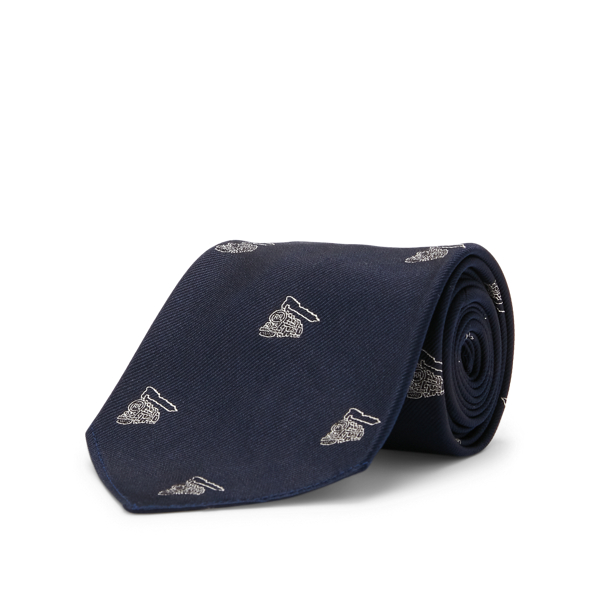 Navy Handmade RRL Train Silk Jacquard Tie RRL 2