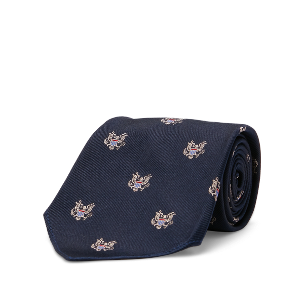 Navy Handmade Silk Jacquard Tie RRL 2