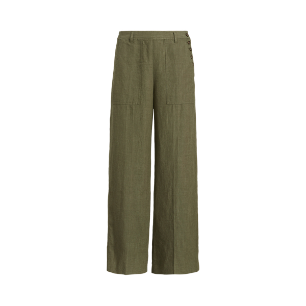 Buttoned-Placket Linen Pant Polo Ralph Lauren em 1
