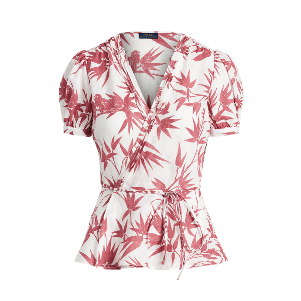 Floral Linen Wrap Blouse Polo Ralph Lauren 1