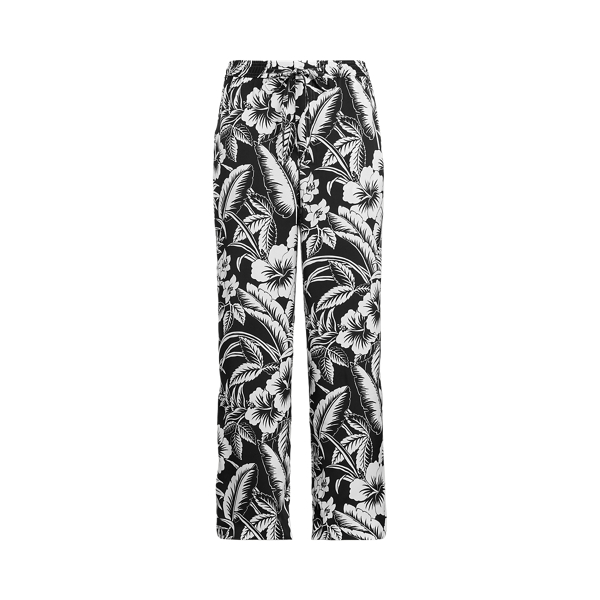 Pantalon fleuri &agrave; jambe large en satin Polo Ralph Lauren en 1