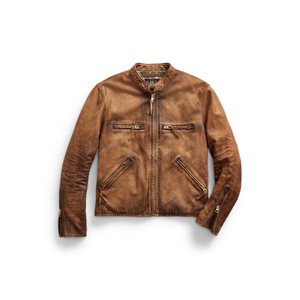 Dark Brown Over Tan Leather Jacket RRL 1