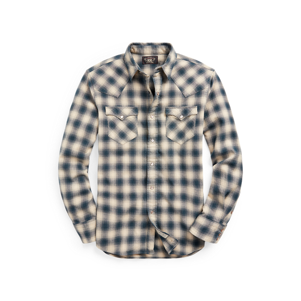 Slim Fit Plaid Brushed Western Shirt