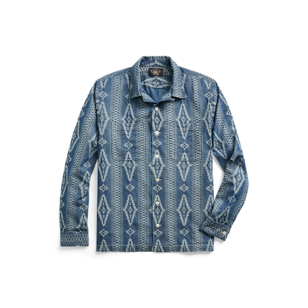 Indigo Jacquard Camp Shirt RRL 1