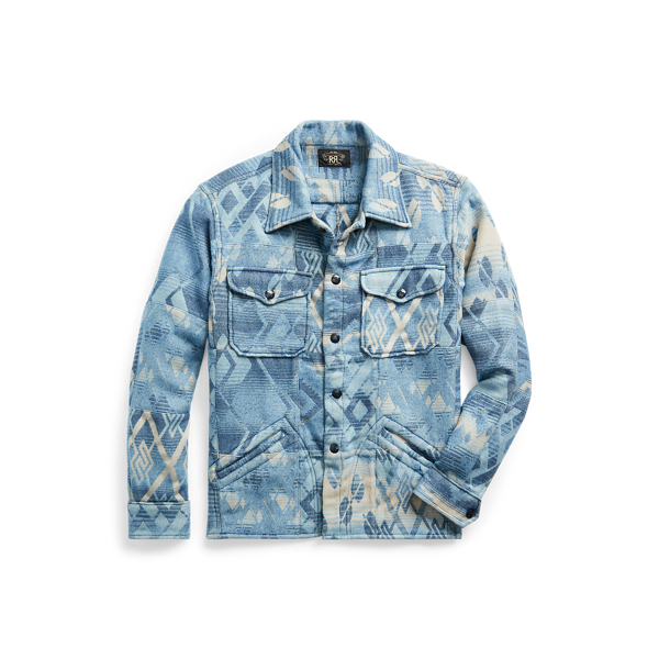 Surchemise patchwork en jacquard indigo RRL en 1
