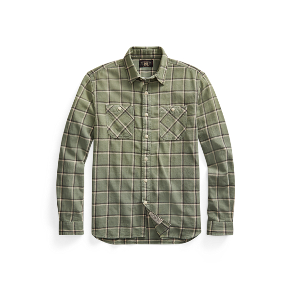 Camisa de trabajo de lino y algod&oacute;n RRL en 1