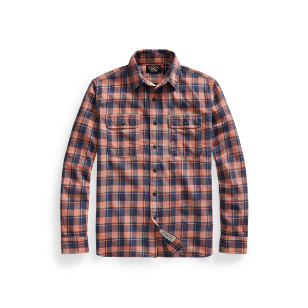 Chemise serg&eacute; &eacute;cossais indigo RRL en 1