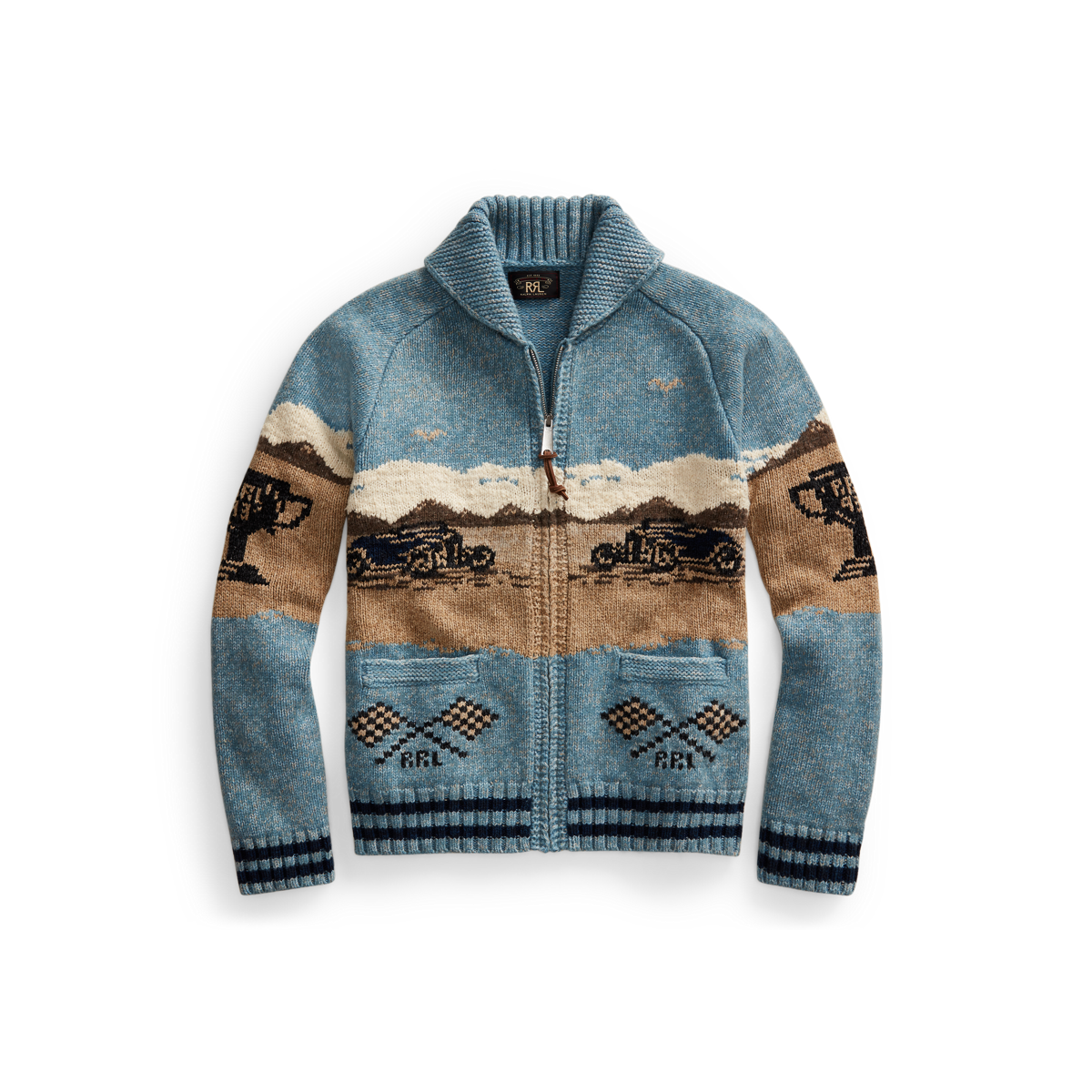 【新品】RRL Intarsia-Knit Shawl Cardigan XS Intarsia-Knit Shawl Cardigan