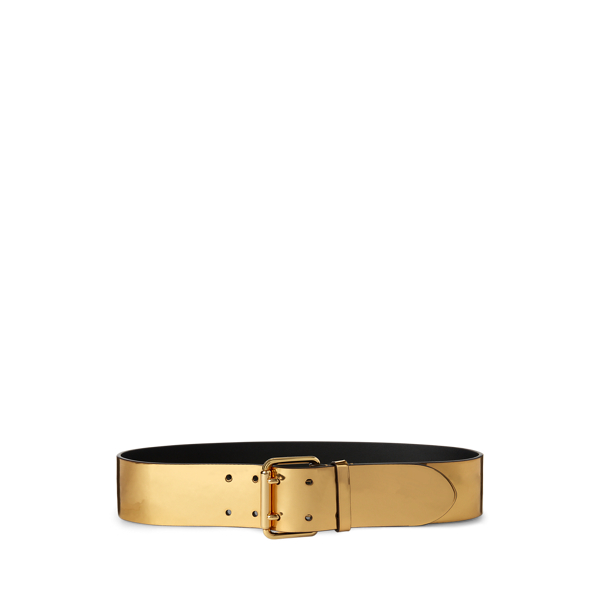 Metallic Leather Double-Prong Belt Lauren 1