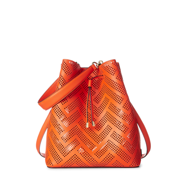Perforated Leather Debby Drawstring Bag Lauren 1