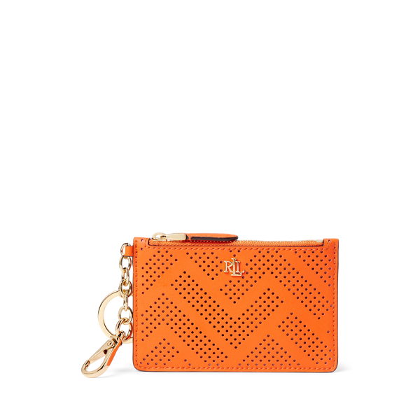 Perforated Leather Zip Card Case Lauren 1