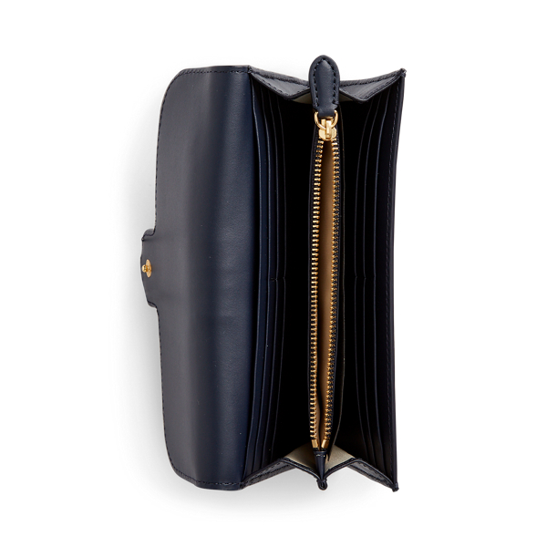 Navy/White Pebbled Leather Continental Wallet Lauren 3