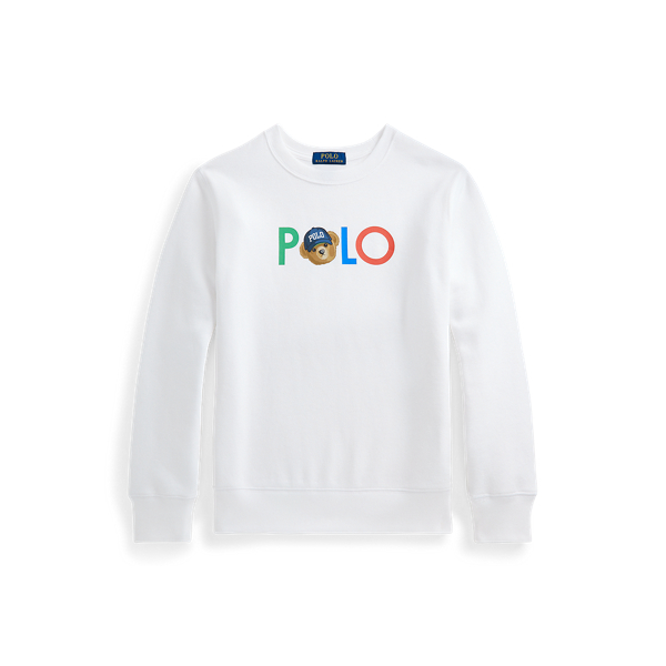 White Polo Bear Logo Fleece Sweatshirt Boys 8-20 2