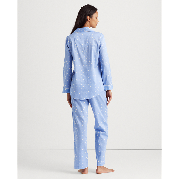 Blue Dot Polka-Dot Cotton Sateen Sleep Set Lauren 5