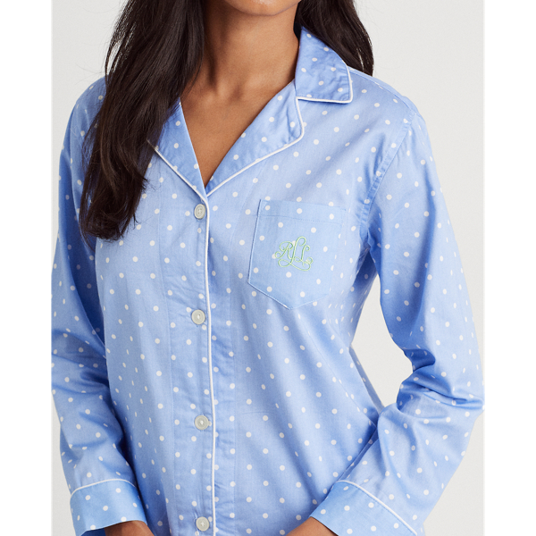 Blue Dot Polka-Dot Cotton Sateen Sleep Set Lauren 6