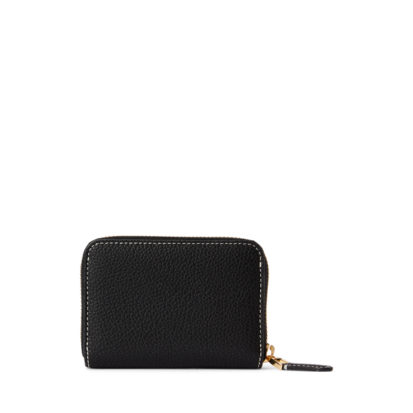 Cartera de piel granulada con cremallera Lauren en Negro/crudo 2