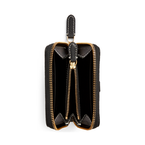 Cartera de piel granulada con cremallera Lauren en Negro/crudo 3