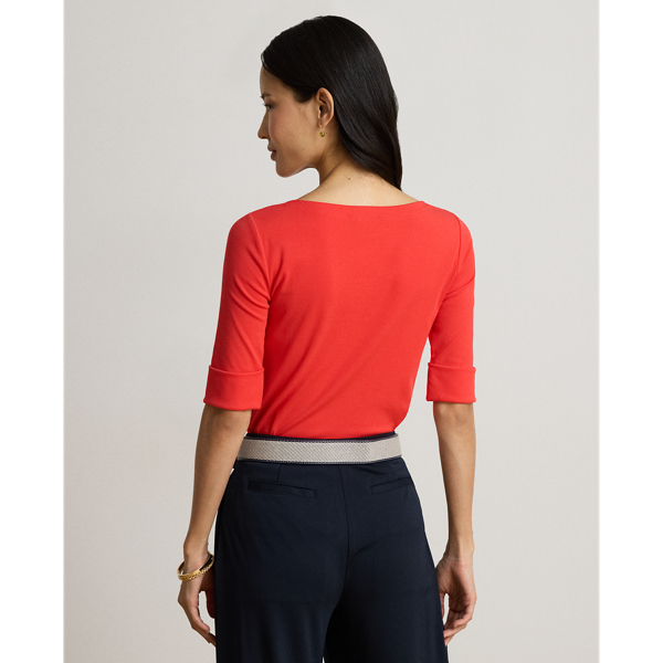 Stretch Cotton Boatneck Tee
