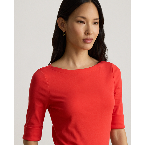 Stretch Cotton Boatneck Tee