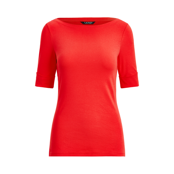 Stretch Cotton Boatneck Tee