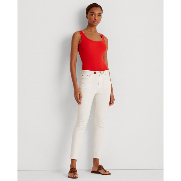 Bright Hibiscus Stretch Cotton Tank Top Lauren 4