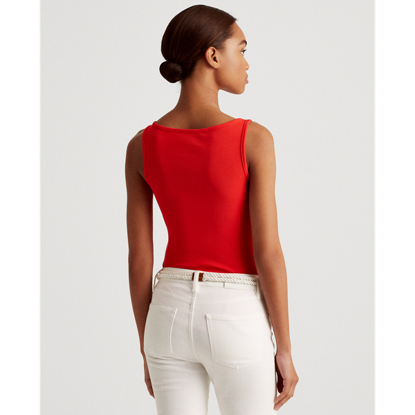 Bright Hibiscus Stretch Cotton Tank Top Lauren 5
