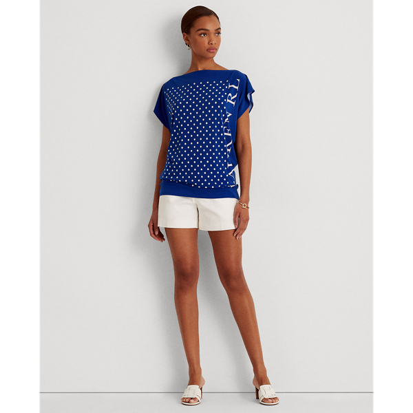 Sapphire Star/White Polka-Dot Logo Jersey Top Lauren 4