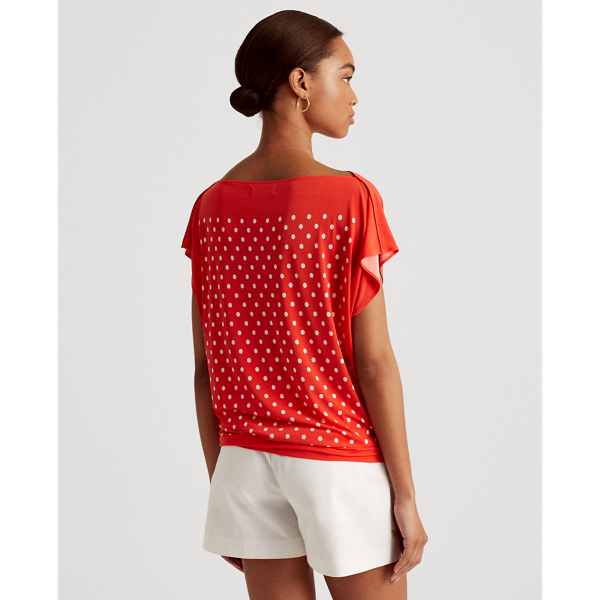 Bright Hibiscus/ White Polka-Dot Logo Jersey Top Lauren 5