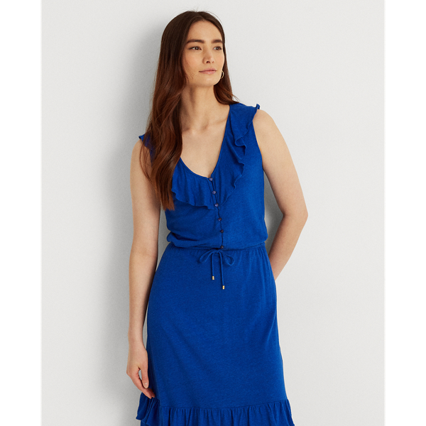 Sapphire Star Linen-Blend Jersey Sleeveless Dress Lauren 4